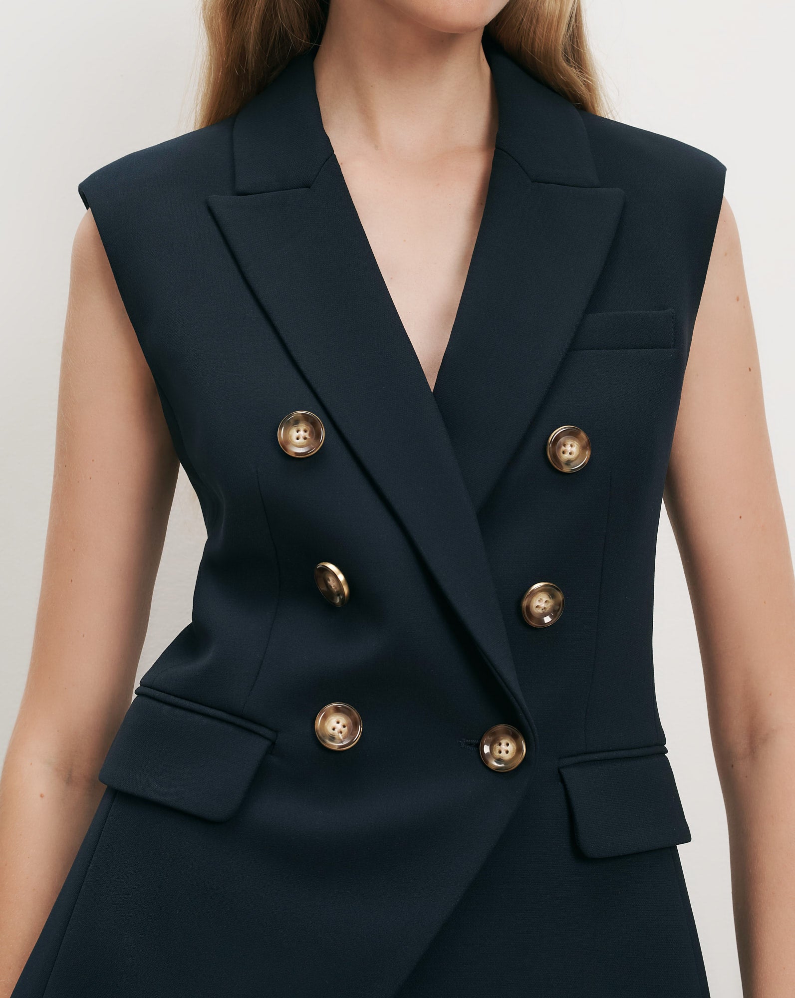 Miller Tailored Vest in Navy | Veronica Beard