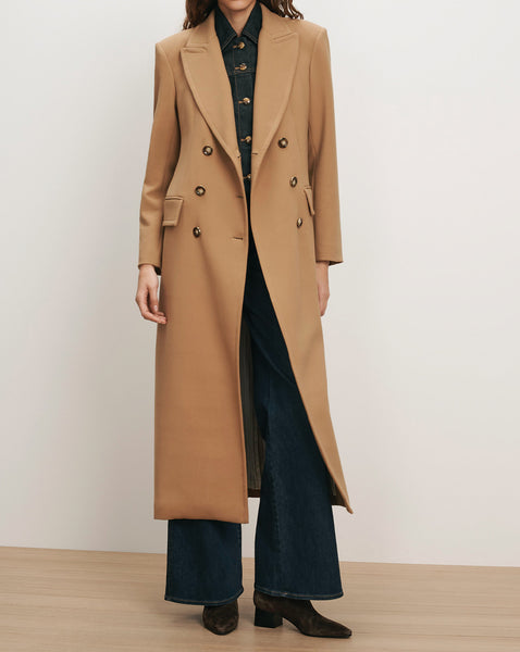 Veronica Beard Camel wool double-breasted long coat