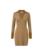 Veronica Beard Brown plaid knit mini dress with collar.