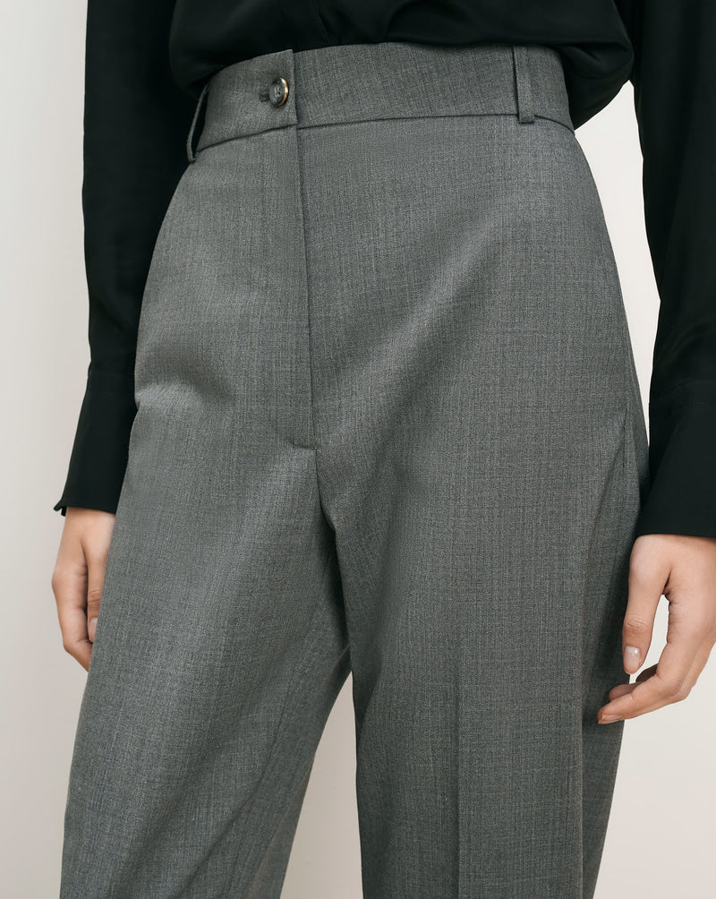 Veronica Beard Gray wool blend tailored trousers with button closure.