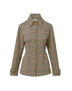 Veronica Beard Brown plaid jacket with gold buttons