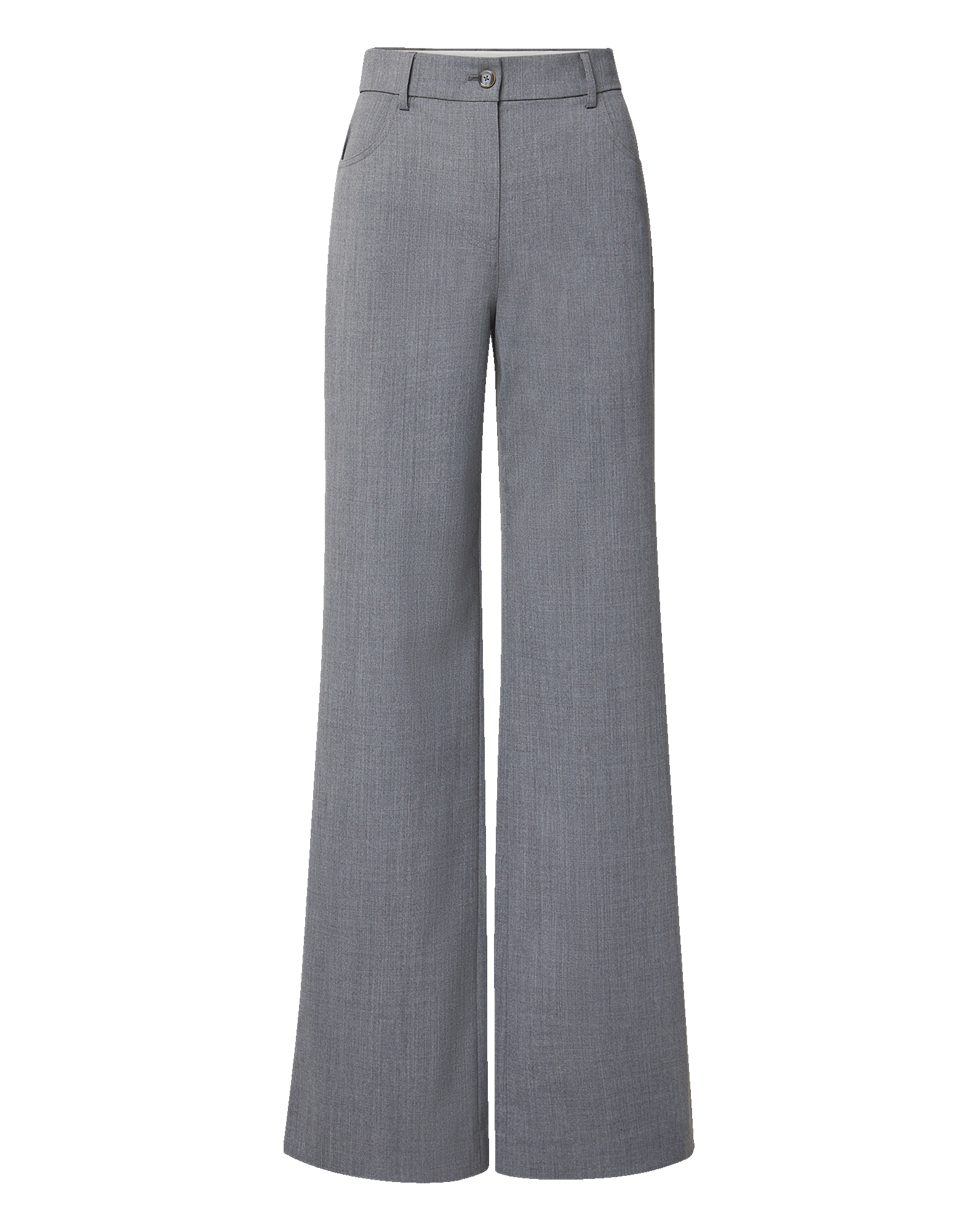 Veronica Beard Gray wide-leg trousers with a button closure.