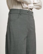 Veronica Beard Gray wide-leg trousers with a single button closure.