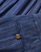 Veronica Beard Blue pinstripe trousers with a single button closure.