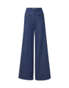 Veronica Beard Blue pinstripe wide-leg trousers with gold buttons