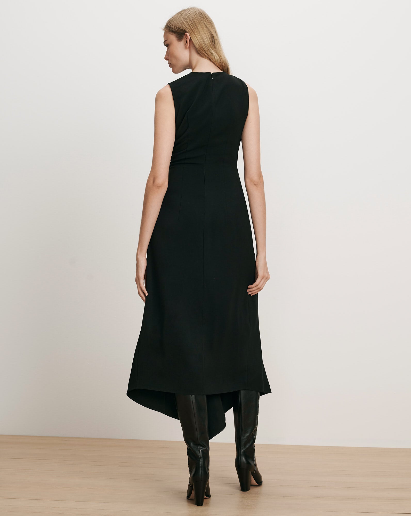 Veronica Beard Black sleeveless midi dress with asymmetric hem
