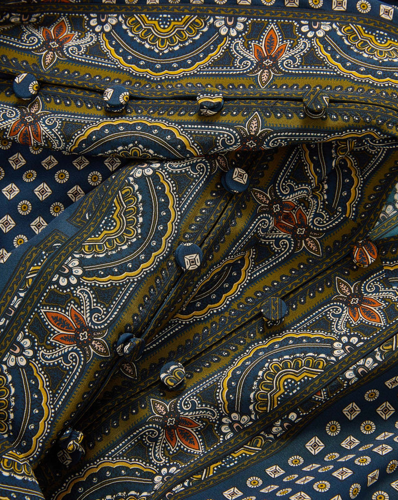 Veronica Beard Blue paisley print dress with button details
