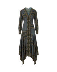Veronica Beard Blue patterned midi dress with long sleeves