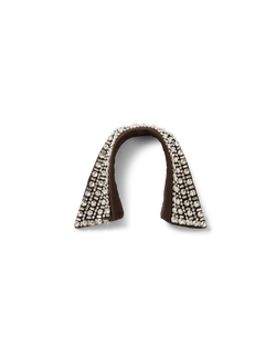 Veronica Beard Brown fabric collar with clear crystal embellishments.