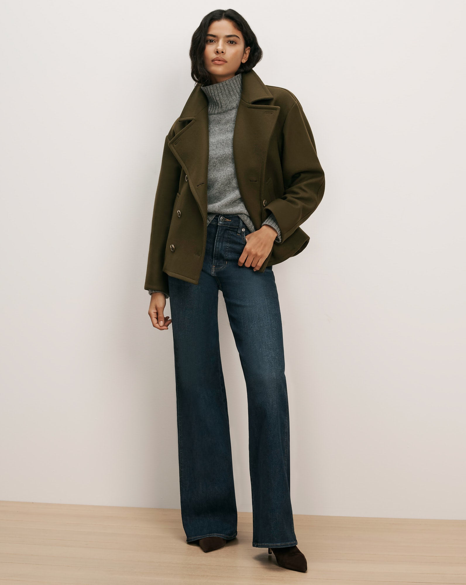 Franklin Dickey Coat in Green Wool Twill | Veronica Beard