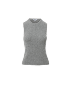 Veronica Beard Gray ribbed knit sleeveless top with crew neck.