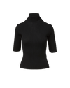 Veronica Beard Black ribbed knit short-sleeve turtleneck top