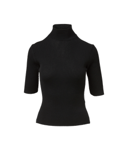 Veronica Beard Black ribbed knit short-sleeve turtleneck top