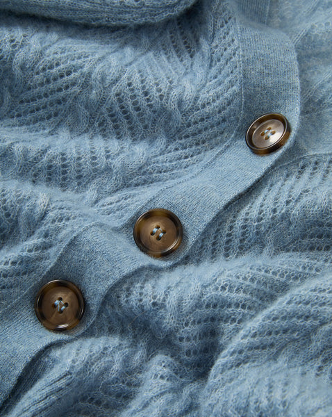 Veronica Beard Blue knit cardigan with brown buttons