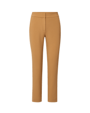 Veronica Beard Tan slim-fit cropped trousers with a flat front.