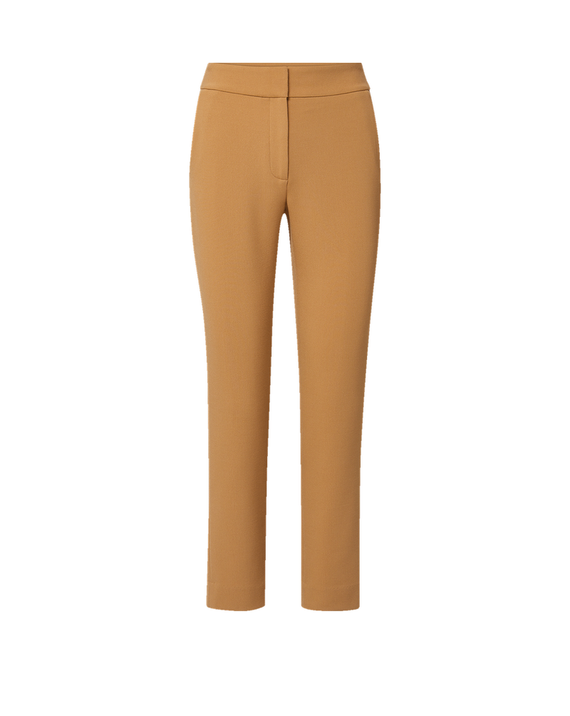 Veronica Beard Tan slim-fit cropped trousers with a flat front.