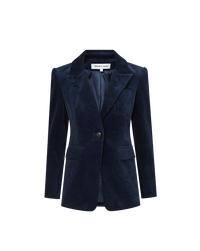 Veronica Beard Navy corduroy blazer with single button closure.