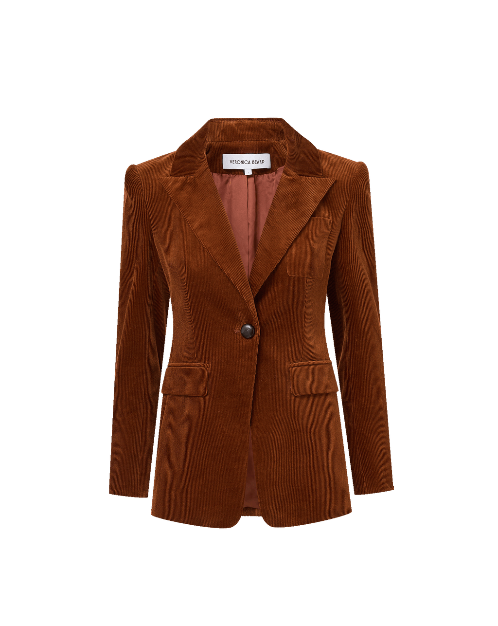 Veronica Beard Brown corduroy blazer with single button closure.
