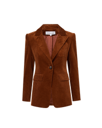 Veronica Beard Brown corduroy blazer with single button closure.