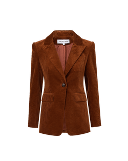 Veronica Beard Brown corduroy blazer with single button closure.