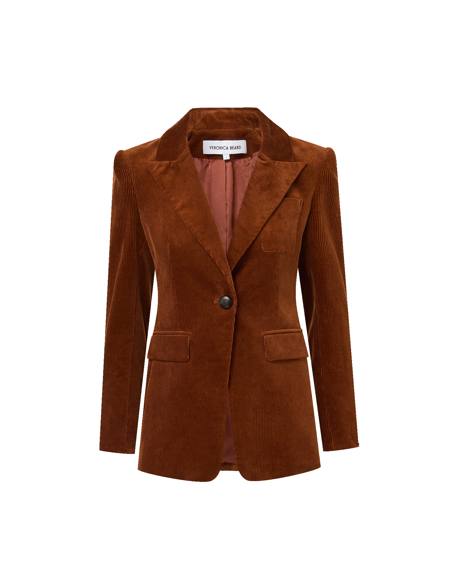 Veronica Beard Brown corduroy blazer with single button closure.