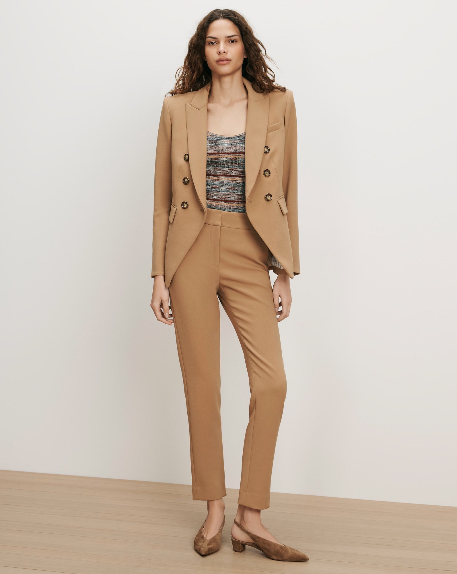 Veronica Beard Tan double-breasted blazer and matching trousers