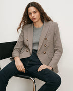 Veronica Beard Brown plaid double-breasted blazer