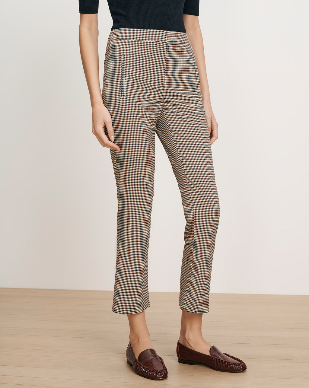Veronica Beard Brown and black plaid cropped pants