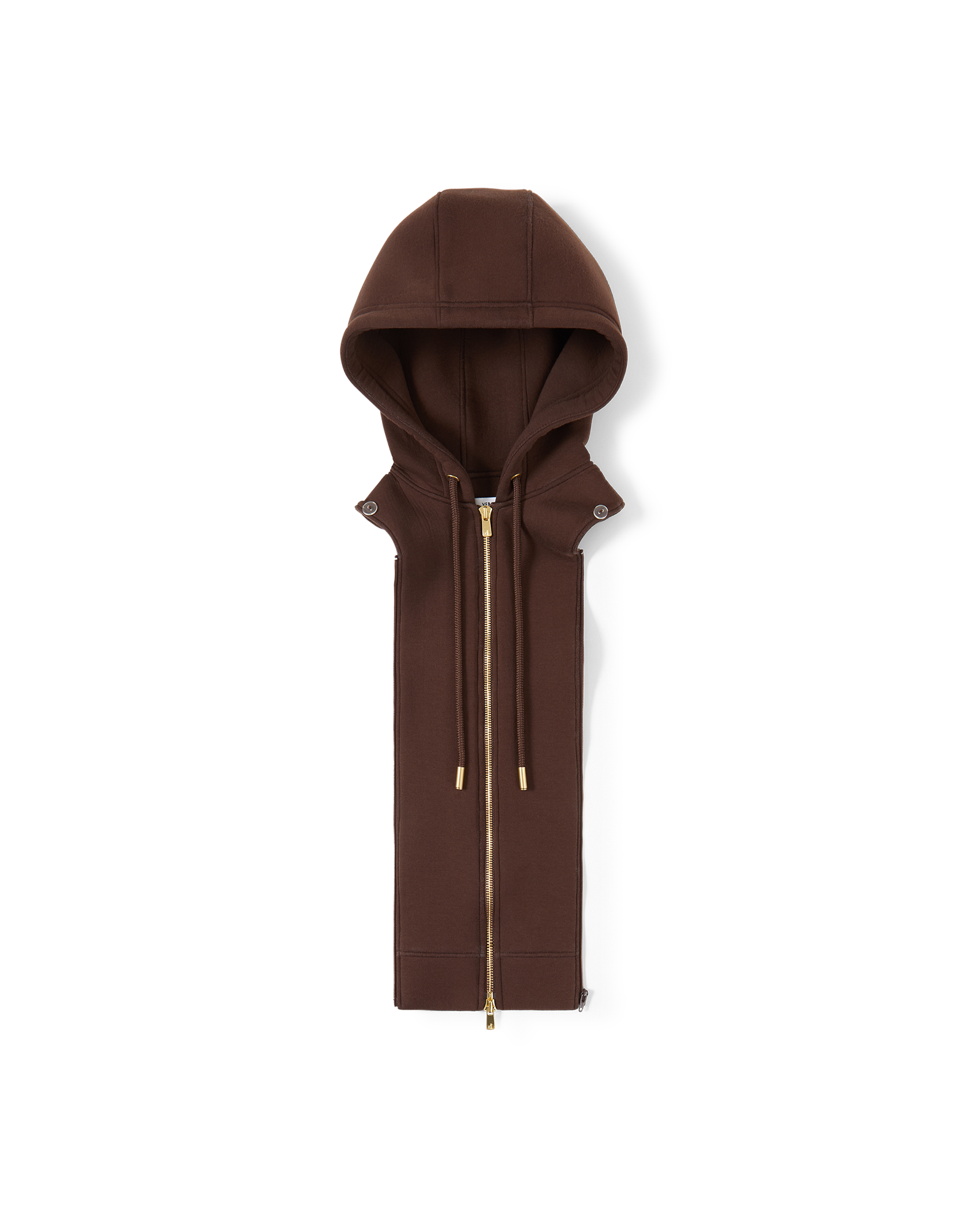 Veronica Beard Brown hooded scarf with gold zipper