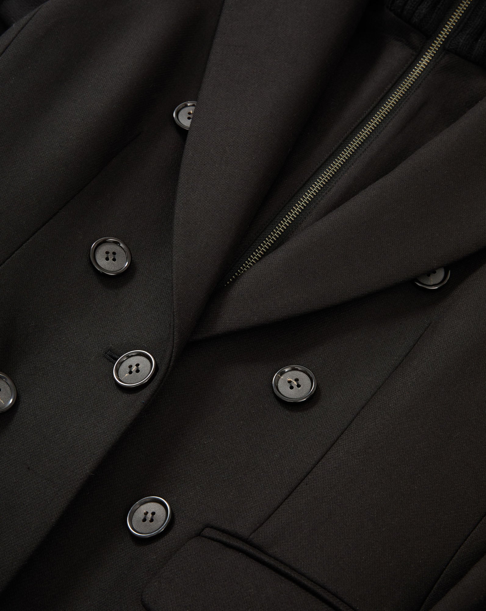 Veronica Beard Black double-breasted blazer with zipper detail.