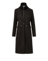 Veronica Beard Black double-breasted wool coat with ribbed knit collar.