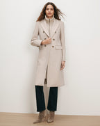 Veronica Beard Beige wool blend double-breasted coat with notched lapels.