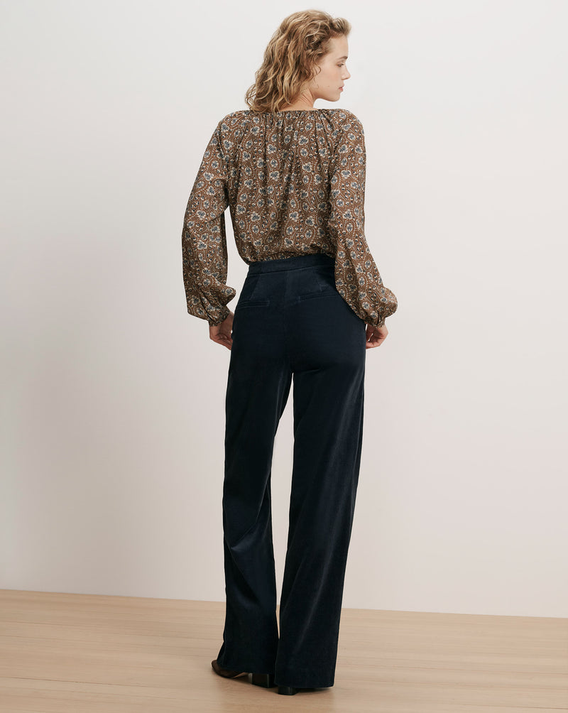 Veronica Beard Navy corduroy wide-leg pants.