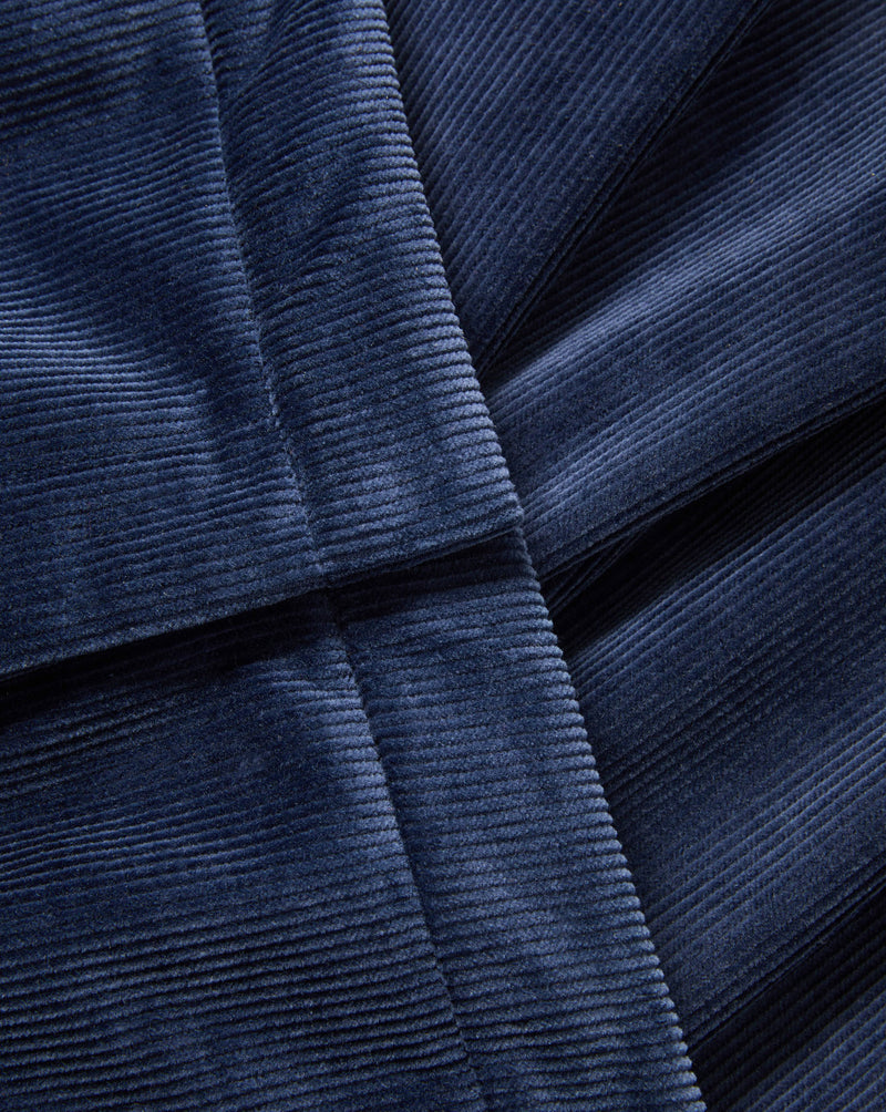 Veronica Beard Navy blue corduroy fabric with wide wales.