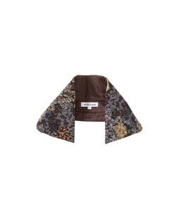 Veronica Beard Brown floral tapestry dickey with a pointed collar.
