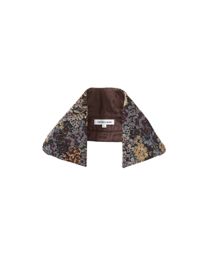 Veronica Beard Brown floral tapestry dickey with a pointed collar.