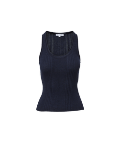 Veronica Beard Navy ribbed knit tank top