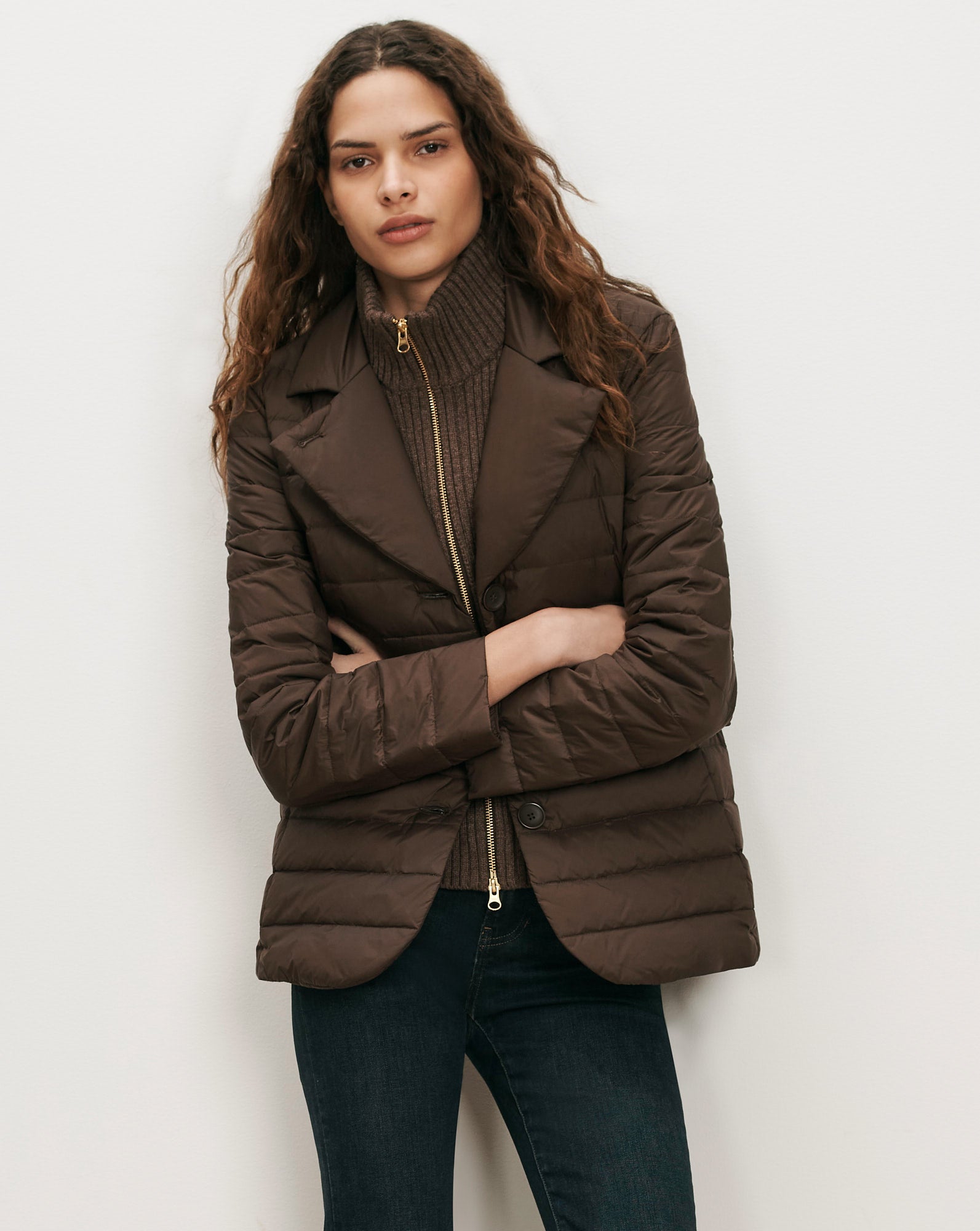 Veronica Beard Brown quilted blazer jacket