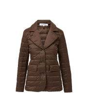 Veronica Beard Brown quilted blazer with notched lapels and button closure.