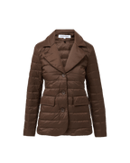 Veronica Beard Brown quilted blazer with notched lapels and button closure.