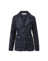 Veronica Beard Navy quilted blazer with notched lapels and two buttons.