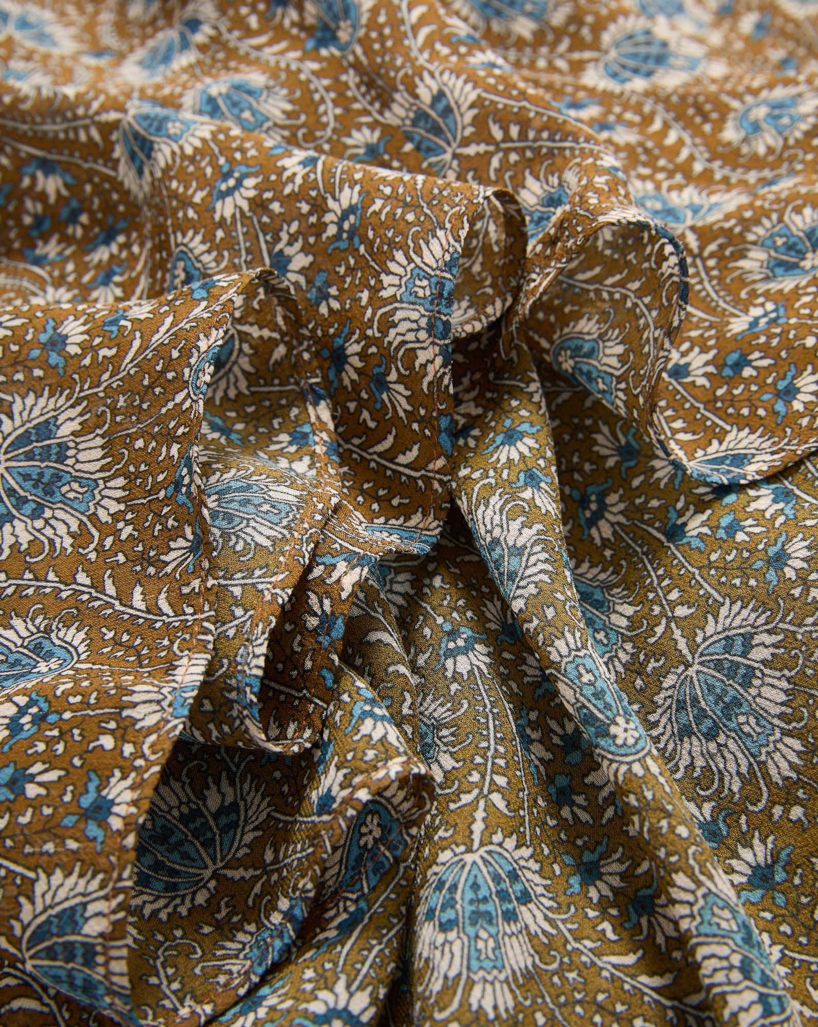 Limani Floral Midi Skirt in Tan & Blue Acorn Multi | Veronica Beard