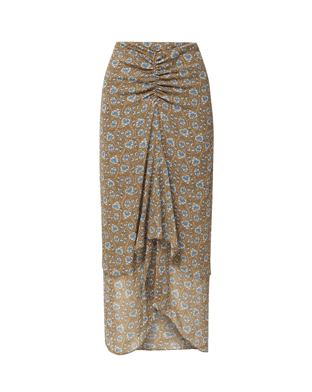 Limani Floral Midi Skirt in Tan & Blue Acorn Multi | Veronica Beard