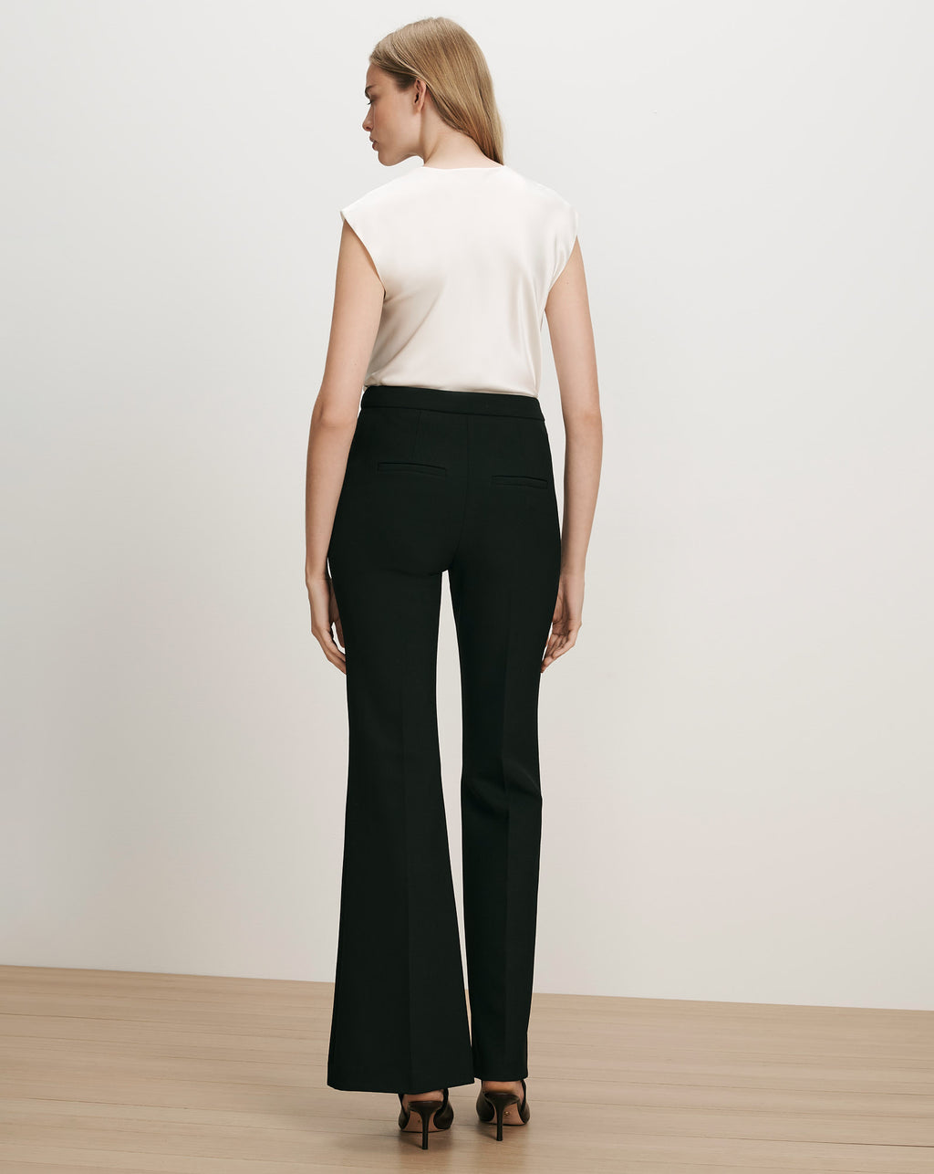 Veronica Beard Black flared trousers and white cap-sleeve top