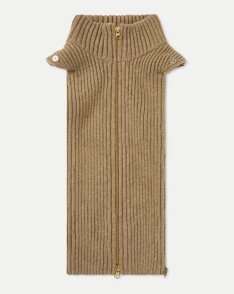 Veronica Beard Brown ribbed knit dickey with full-length zipper.