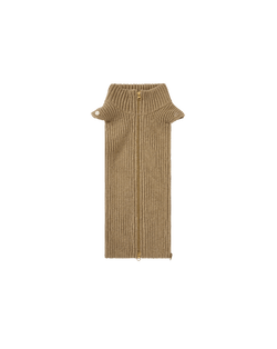 Veronica Beard Brown ribbed knit scarf with zipper and buttons.