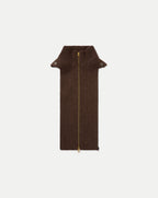 Veronica Beard Brown ribbed knit collar with gold zipper.