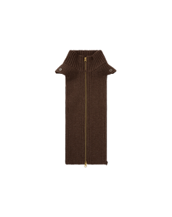 Veronica Beard Brown ribbed knit scarf with full-length zipper.