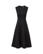 Veronica Beard Black sleeveless midi dress with a flared skirt.