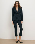 Veronica Beard Dark blue denim blazer and matching cropped pants.